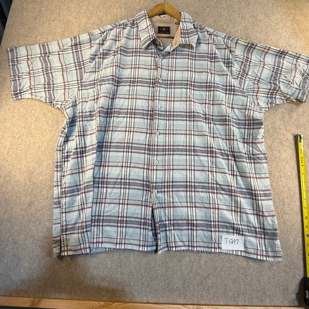 Wrangler Authentic Shirts Mens 3XL Blue Plaid Short Sleeve Button Down Cotton